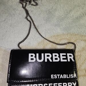 Burberry Black and White Chain Wallet